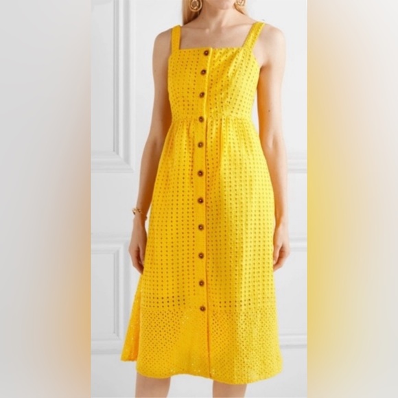 J. Crew Coletta Yellow Eyelet Sundress Button Front - size 2 - Picture 3 of 8